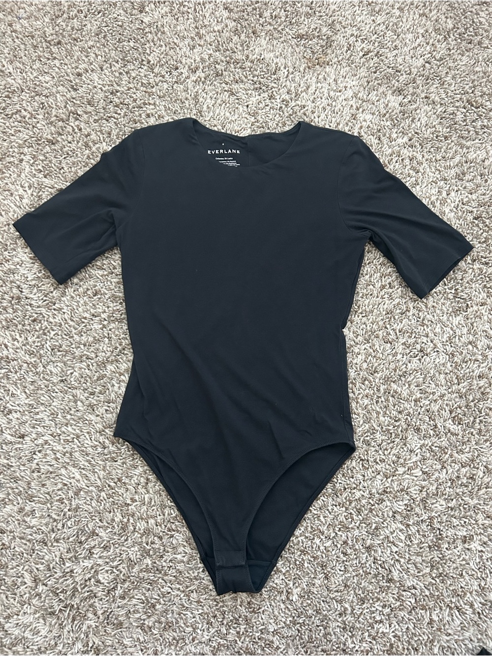 Everlane Short Sleeve Crew Neck Bodysuit Womens Medium Supima Cotton Black
